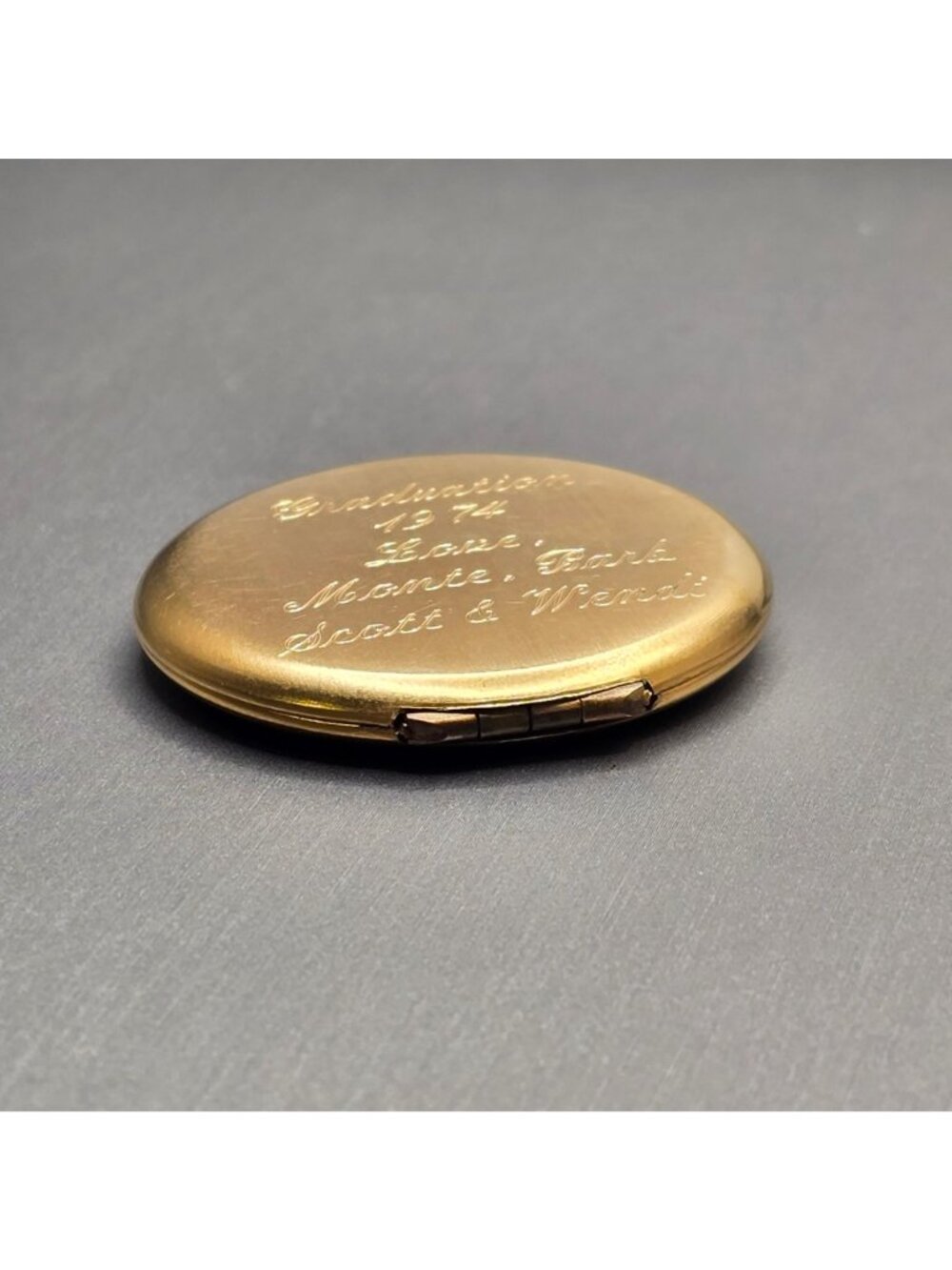 Victorian Revival Gold Filled Locket Pendant Round Floral Engraved 1974 - Picture 5 of 15